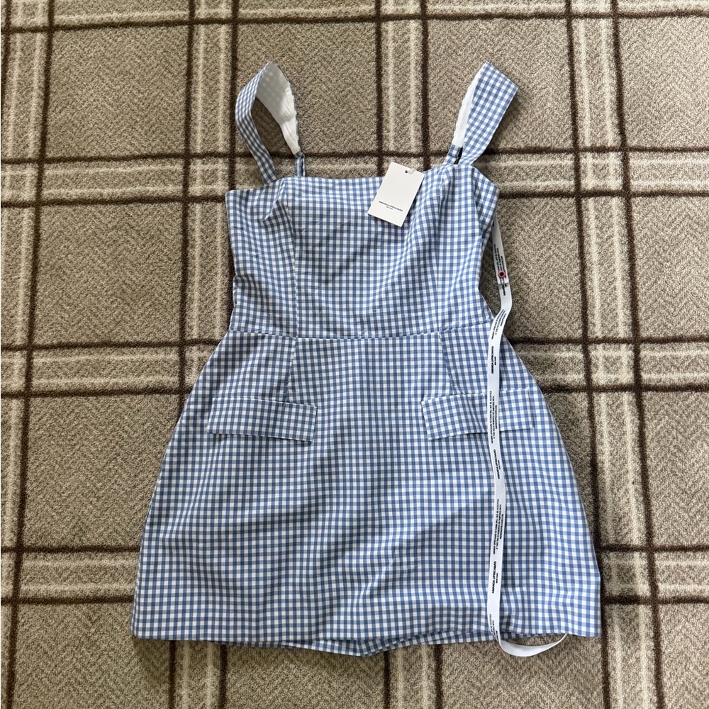 Amanda Uprichard Blue Gingham Sundress with Pockets